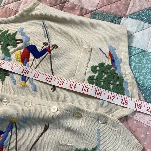 Vintage Balmoral Ski Sweater Vest Womens EU 38 Wool Made in Scotland 50s Cream - Picture 9 of 13